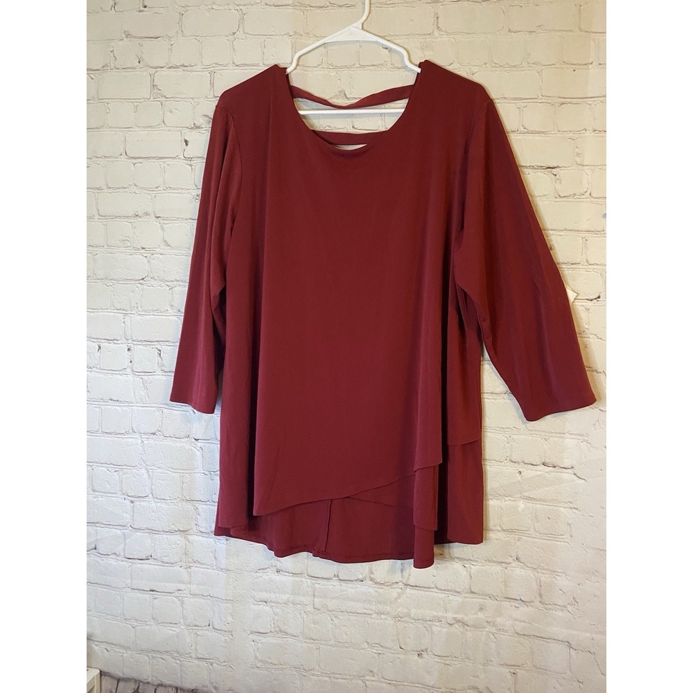 CATO Womens TOP 18/20 Classic Flowy wine red 3/4 sleeve